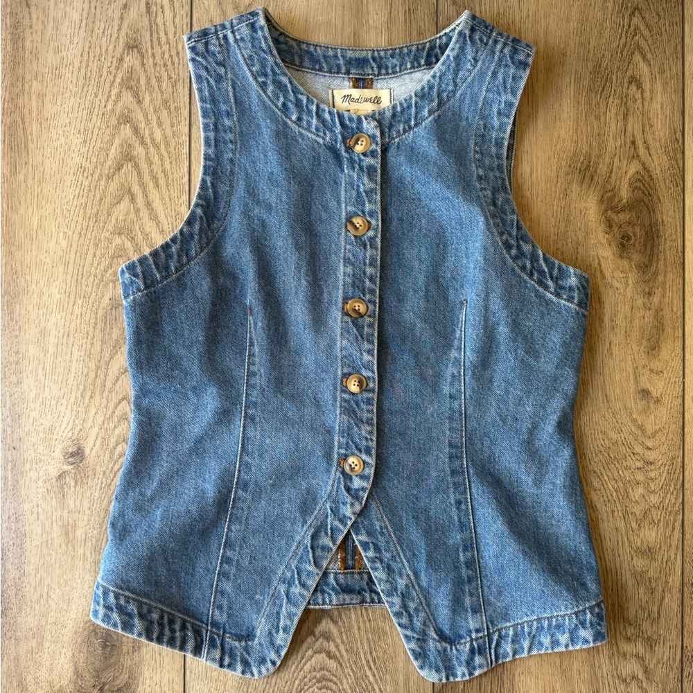 Madewell Denim Crewneck Vest in Java Wash - Picture 7 of 8